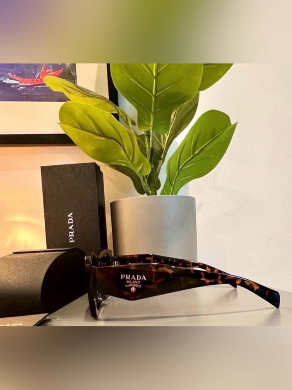 PRADA Sunglasses Honey Havana Tortoise Large Geometric Symbole Acetate PR08YS - Picture 2 of 6